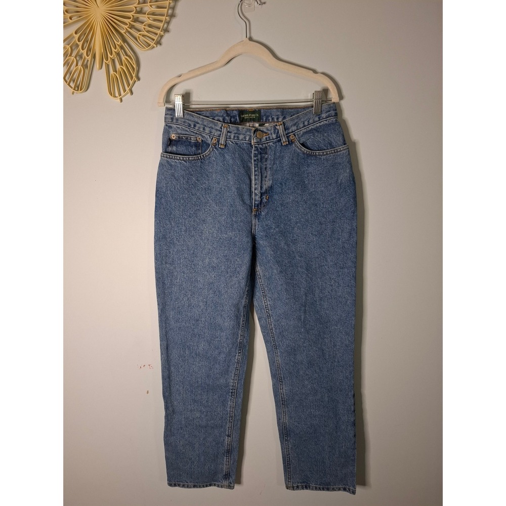 Lauren Ralph Lauren Jeans Co High Rise Straight Leg Blue Denim Jeans Size 10